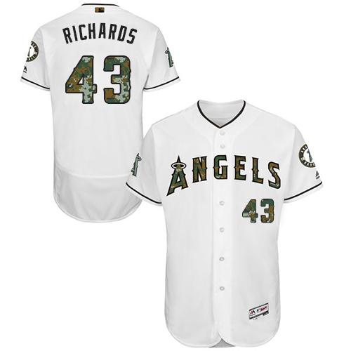 Angels of Anaheim #43 Garrett Richards White Flexbase Authentic Collection Memorial Day Stitched MLB Jersey - Click Image to Close